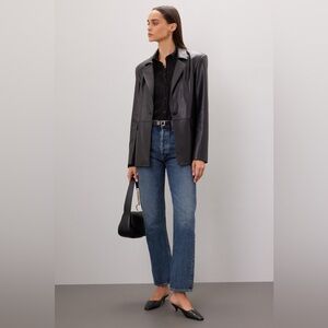 WeWoreWhat Black Faux Leather vegan 90s oversized Jacket coat femme fatale small